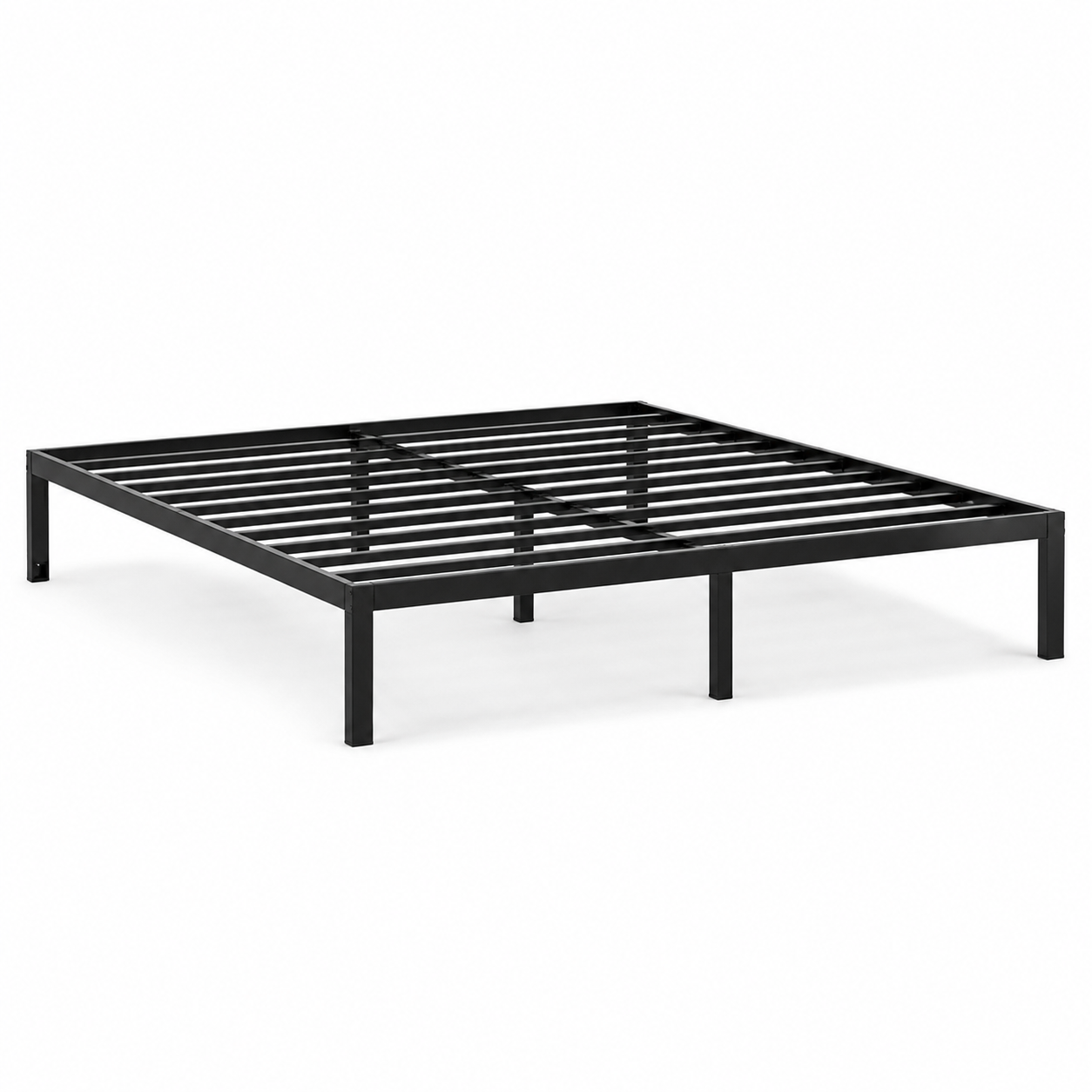 Lit plateforme minimaliste en métal noir mat 160x200 cm