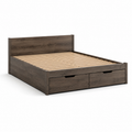 Lit plateforme compact en chêne fumé avec 2 tiroirs 140x190 cm