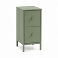 Table de chevet étroite vert sauge avec 2 tiroirs 30x35x60 cm