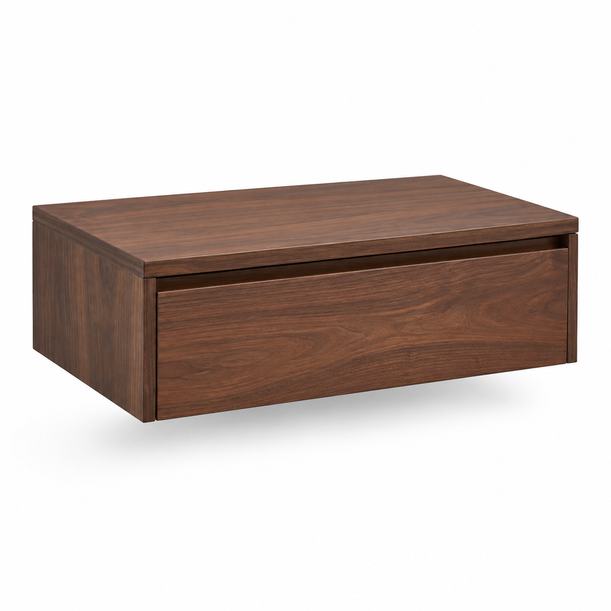 Table de chevet flottante en noyer avec tiroir 45x32x18 cm
