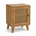 Table de chevet en rotin naturel avec porte cannée 45x38x55 cm