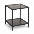 Table de chevet en métal noir et verre fumé 40x40x52 cm
