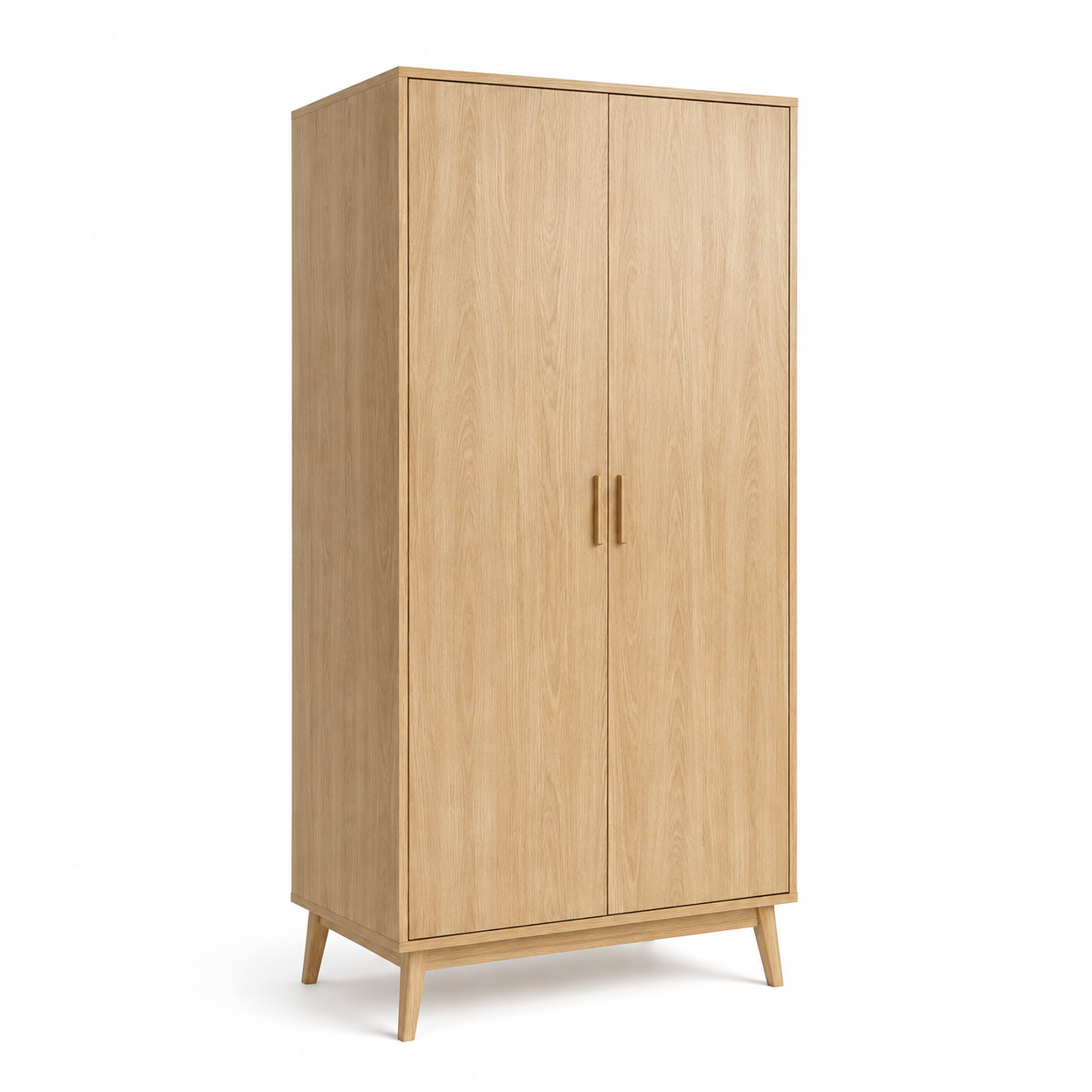 Armoire-penderie scandinave en chêne clair 2 portes 100x55x200 cm