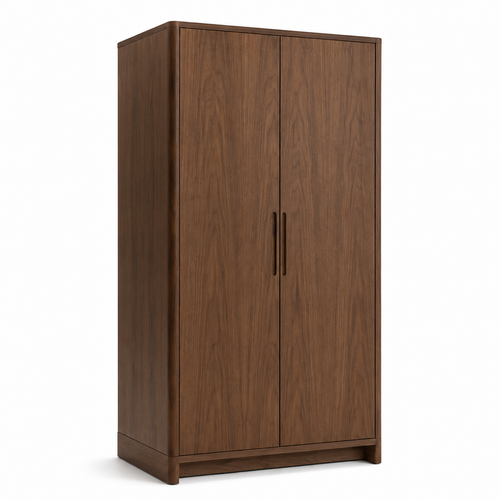 Armoire Japandi en noyer à 2 portes battantes 110x58x200 cm