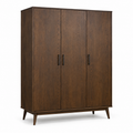 Armoire-penderie en chêne fumé 3 portes 150x60x210 cm