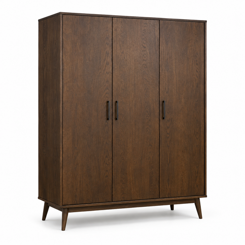 Armoire-penderie en chêne fumé 3 portes 150x60x210 cm
