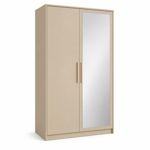 Armoire beige à 2 portes avec miroir 120x58x200 cm