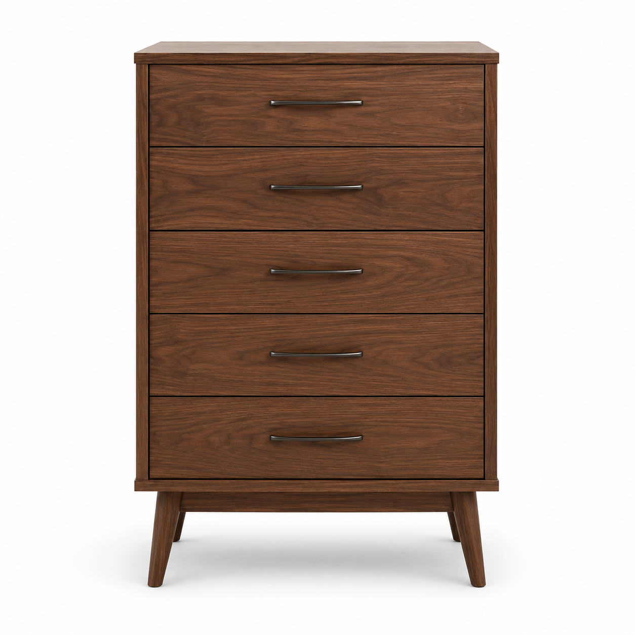 Commode haute en noyer 5 tiroirs 80x45x115 cm