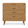 Commode en rotin naturel 4 tiroirs 100x45x90 cm
