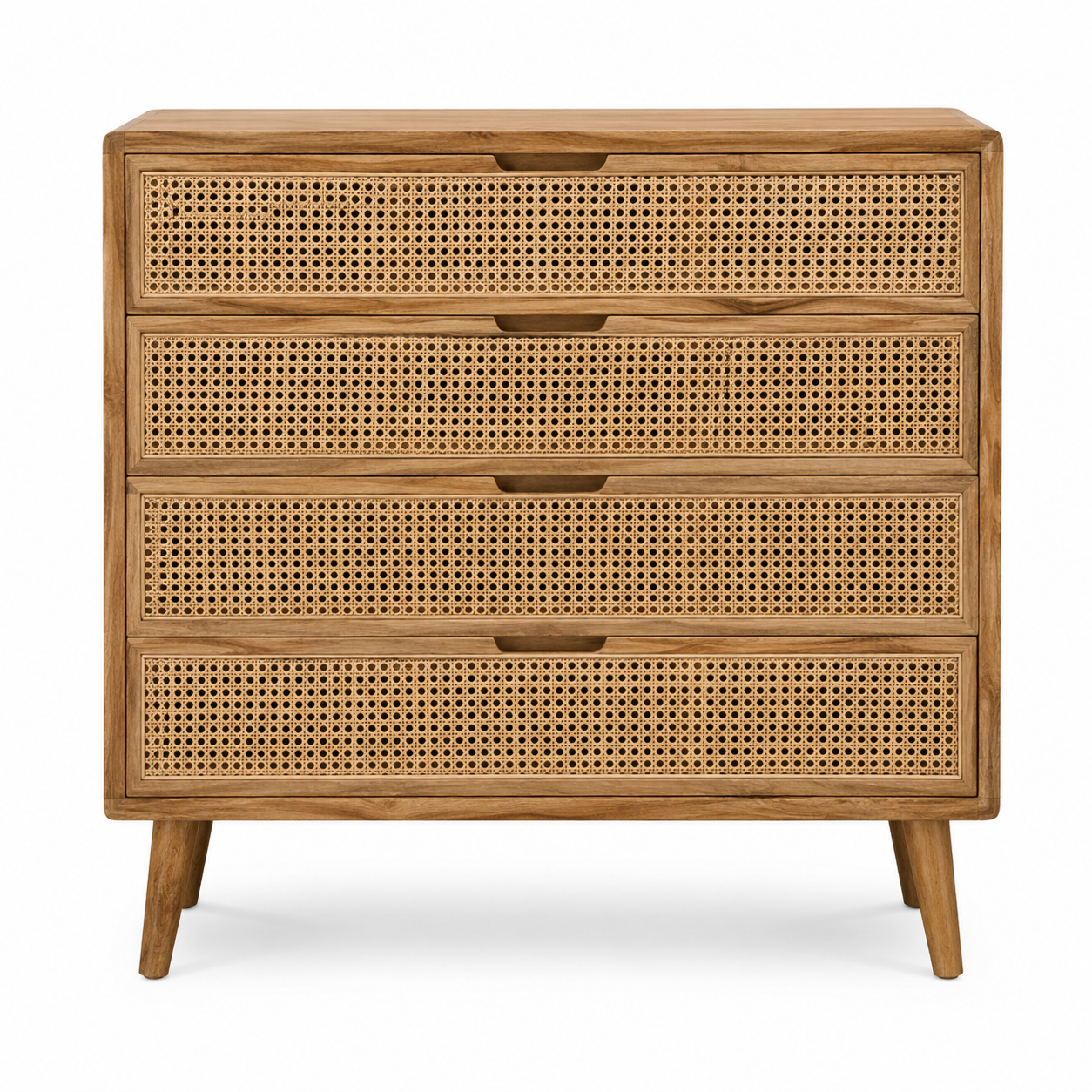 Commode en rotin naturel 4 tiroirs 100x45x90 cm