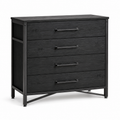 Commode industrielle en bois noir et métal 4 tiroirs 110x45x90 cm