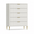 Commode blanche rainurée 5 tiroirs 100x45x105 cm