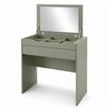 Coiffeuse compacte vert sauge avec miroir escamotable 80x40x75 cm