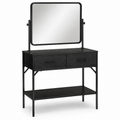 Coiffeuse noire en métal et bois avec miroir 100x45x140 cm