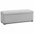 Banc coffre capitonné gris clair 140x45x48 cm