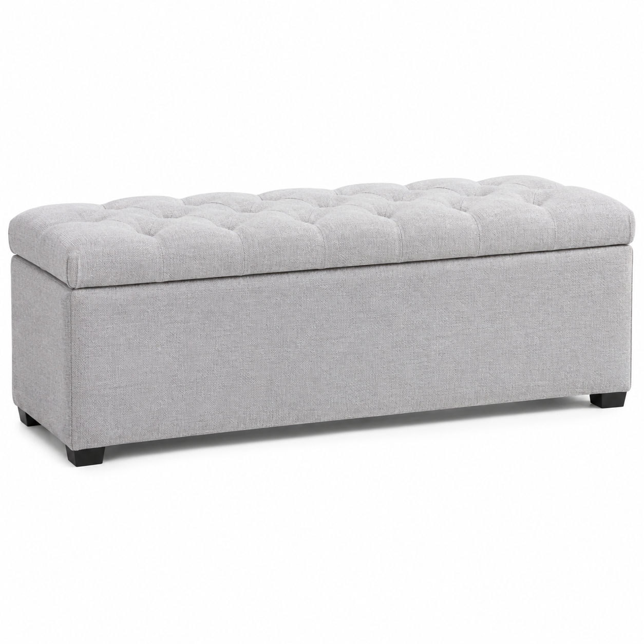 Banc coffre capitonné gris clair 140x45x48 cm