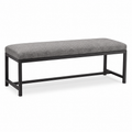 Banc en métal noir et tissu chiné 120x40x45 cm