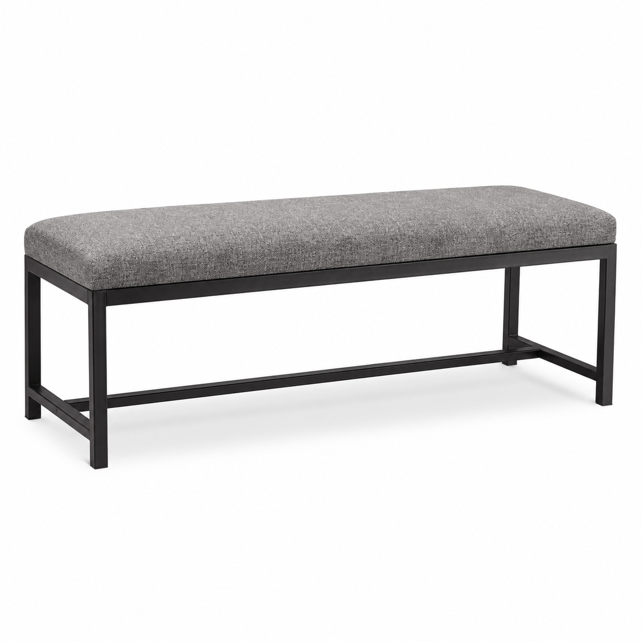 Banc en métal noir et tissu chiné 120x40x45 cm