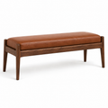 Banc en noyer avec assise brun cognac 120x42x46 cm