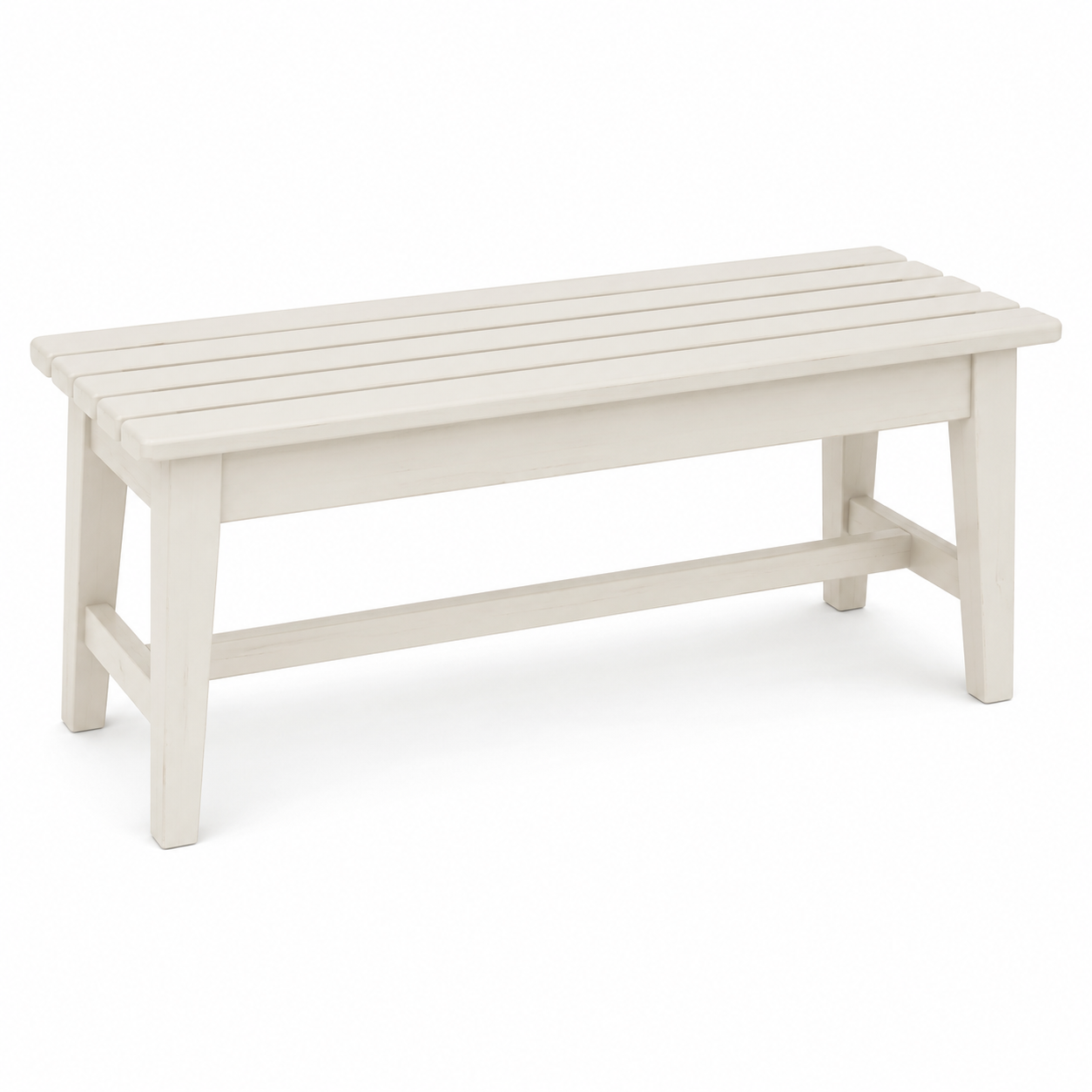 Banc blanc cassé à lattes 100x38x44 cm